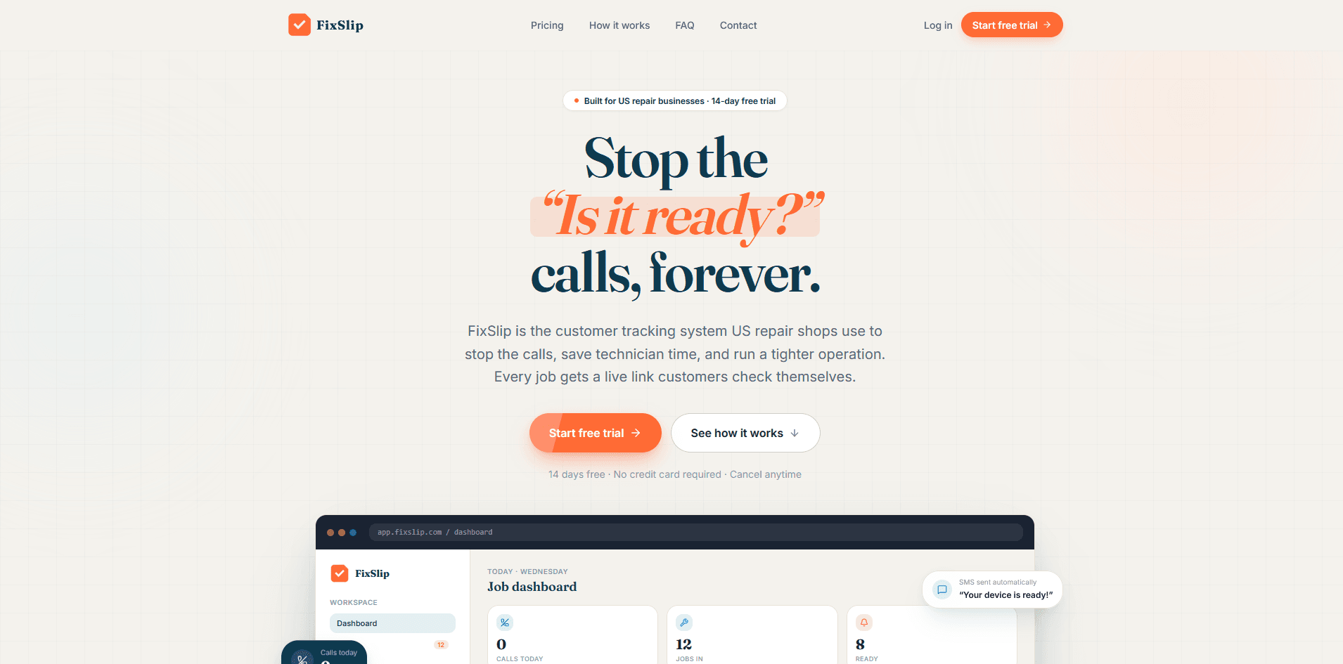FixSlip website homepage